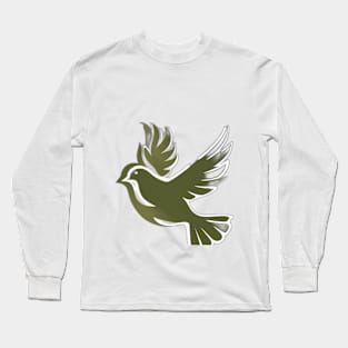 Elegant Dove Silhouette on Black Background No. 949 Long Sleeve T-Shirt